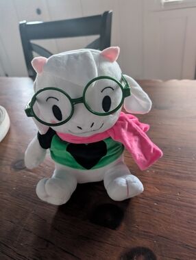 Deltarune Ralsei Plush With No Hat Green Fur Glasses & Scarf Fashion P